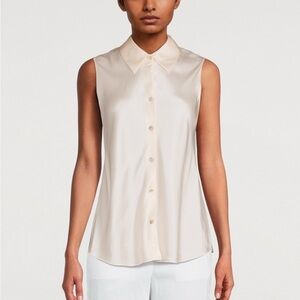 Vince Cream 100% Silk Button-Up Blouse